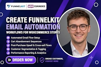 create funnelkit email automation workflow  for woocmmerce store