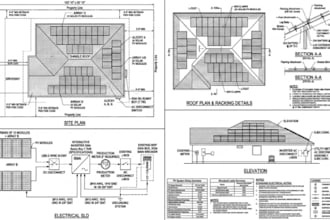 design solar pv permit plans, sld and city permit drawings