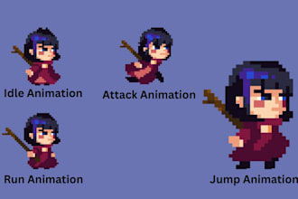 pixel art sprite sheet game assets rpg maker character animation pixel artist