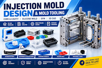 design plastic injection mold silicone mold core cavity tooling 3d cad modeling