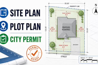 create site plan, plot plan, property layout for city permit drawing