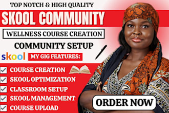 create wellness and fitness course content and skool community setup