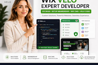 be your wix velo developer fix wix velo bug, setup wix membership wix cms, seo