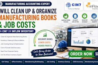 clean up and organize manufacturing books and job costs cin7 or inflow inventory