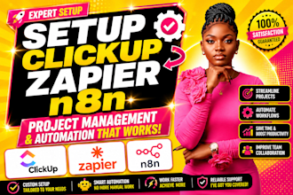 setup clickup zapier n8n project management and automation