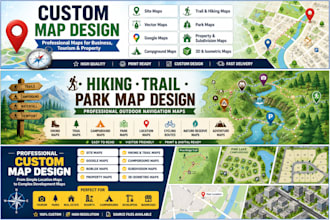 design hiking or mountain location trail map, park map and outdoor adventure map