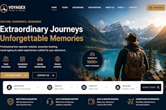 design wix tour operator website excursion booking travel agency safari website