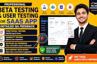 beta test user test manual usability test for saas app with detailed QA feedback
