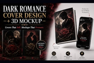 design your dark romance book cover and 3d mockup