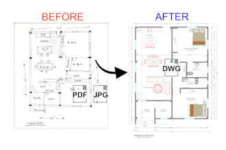 convert your pdf, image or sketch to auto cad drawing
