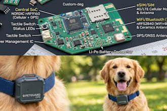 design custom gps pet tracker pcb with cellular, wifi and bluetooth