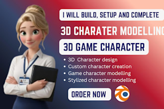 build, setup and complete 3d character modelling 3d game character