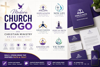 design modern church logo and christian ministry brand identity for social media