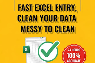 be your fast excel data entry expert for cleanup and formatting in 24 hours