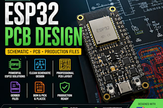 design custom esp32 pcb, schematic, pcb layout and gerber files