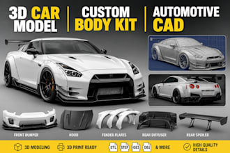 3d car model bodykit custom car parts widebodykit automotive stl for 3d printing