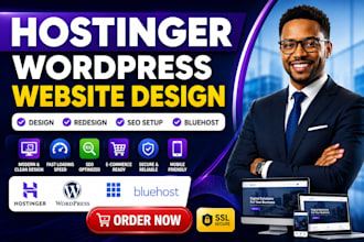 hostinger website design hostinger redesign wordpress website seo setup bluehost