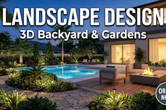 design realistic 3d patio backyard and landscape rendering