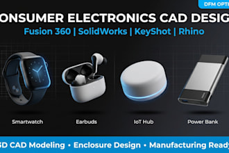 design smartwatch, earbud iot hub and power bank in fusion 360 3d cad modeling