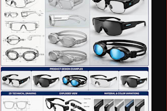 create 3d industrial product design for ai smart glass, eyewear swimming glass