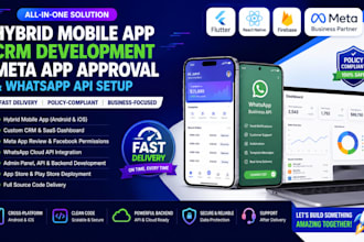 develop flutter hybrid mobile app crm software meta app approval ios android app