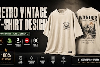 design retro vintage tshirt graphics for print on demand