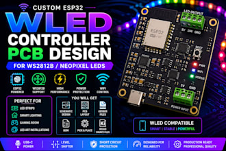 design esp32 wled controller and led driver pcb for ws2812b leds