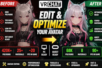 edit, optimize, fix, and upgrade your vrchat avatar professionally