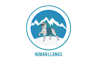 design human llamas bringing supplies back country logo