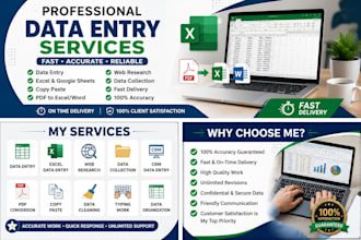data entry, web research, copy paste and typing