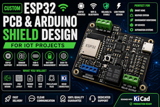 design custom esp32 pcb and arduino shield for iot projects