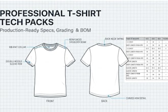 create t shirt tech pack apparel tech pack clothing tech pack design