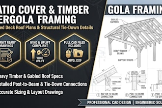 design patio cover, gabled deck roof, timber pergola framing and tie down