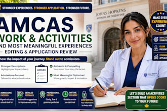 review, edit your amcas work and activities and most meaningful experiences