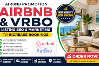 do airbnb promotion, airbnb listing SEO, vrbo marketing to increase bookings