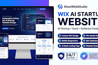 design wix ai startup website for wix saas landing page fintech