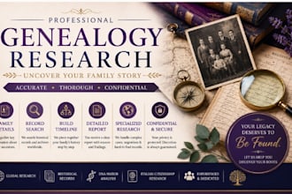 find your long, lost relatives, I do expert genealogy research for your family