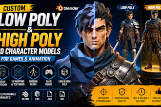 create low poly and high poly 3d character models for games