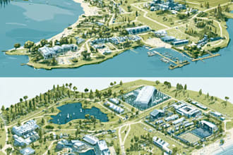 draw custom vector map design for event venue and city