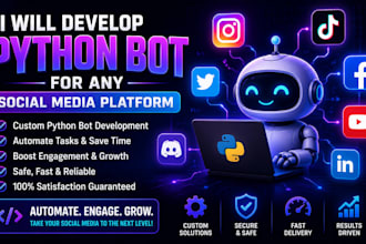 do custom social media bot, instagram api bot, tiktok bot, youtube bot