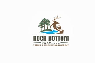 design vibrant timber pines logo with wildlife deer wild