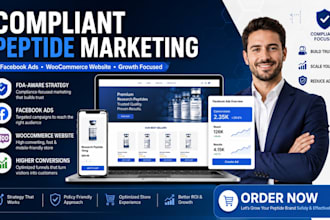 compliant peptide marketing, peptide ads facebook marketing,woocomerce website