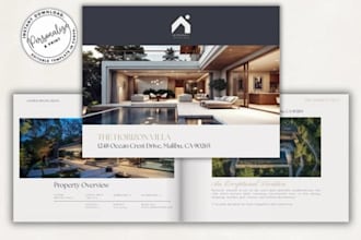 design real estate broker listing brochure, luxury property marketing booklet
