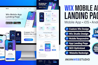 design wix mobile app landing page for saas startup app launch