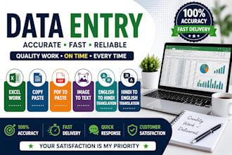 do accurate data entry excel work copy paste and PDF to excel