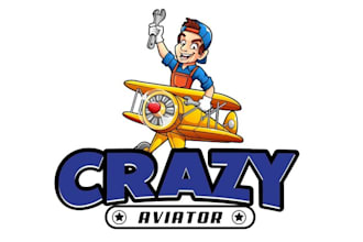 design fun cartoonist aviation mechanic logo