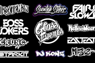 design dj, music, band, and typography logo for you