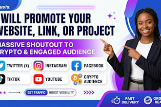 promote website share link twitter shoutout to ig fb tiktok yt crypto audience
