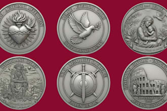 sculpt custom 3d coin model, bas relief, challenge coin stl for 3d printing cnc