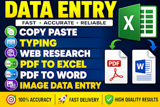 do data entry, excel work,typing and web research accurately